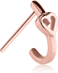 ROSE GOLD PVD COATED SURGICAL STEEL GRADE 316L WRAP AROUND STRAIGHT NOSE STUD -HEART