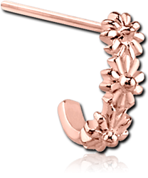 ROSE GOLD PVD COATED SURGICAL STEEL GRADE 316L WRAP AROUND STRAIGHT NOSE STUD - THREE FLOWERS