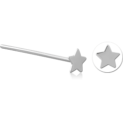 STERLING SILVER 925 RHODIUM COATED STAR STRAIGHT NOSE STUD