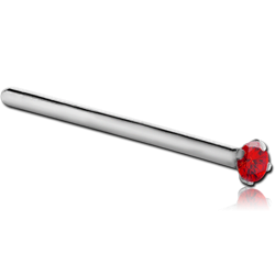 SURGICAL STEEL GRADE 316L STRAIGHT PRONG SET 2MM JEWELED NOSE STUD 15MM
