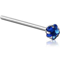 SURGICAL STEEL GRADE 316L STRAIGHT PRONG SET STAR JEWELED NOSE STUD 15MM