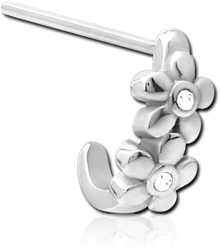 SURGICAL STEEL GRADE 316L STRAIGHT JEWELED WRAP AROUND NOSE STUD - FLOWER