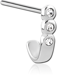 SURGICAL STEEL GRADE 316L STRAIGHT JEWELED WRAP AROUND NOSE STUD