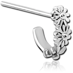SURGICAL STEEL GRADE 316L STRAIGHT WRAP AROUND NOSE STUD - THREE FLOWERS