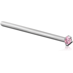 TITANIUM ALLOY STRAIGHT PRONG SET 1.5MM JEWELED NOSE STUD 15MM
