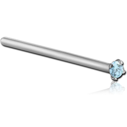 TITANIUM ALLOY STRAIGHT PRONG SET 2MM JEWELED NOSE STUD 15MM