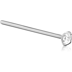 TITANIUM ALLOY STRAIGHT PRONG SET 2.5MM JEWELED NOSE STUD 19MM
