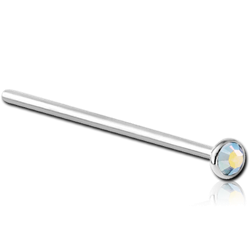 TITANIUM ALLOY JEWELED STRAIGHT NOSE STUD 15MM