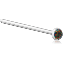 TITANIUM ALLOY JEWELED STRAIGHT NOSE STUD 19MM SYNTHETIC OPAL