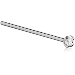 14 KARAT GOLD WHITE PRONG SET JEWELED STRAIGHT NOSE STUD