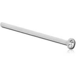 18 KARAT GOLD WHITE 3 MM BEZEL SET PREMIUM CRYSTAL JEWELED STRAIGHT NOSE STUD