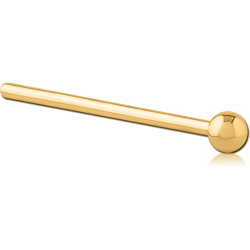 STERILE GOLD PVD COATED SURGICAL STEEL GRADE 316L STRAIGHT BALL NOSE STUD