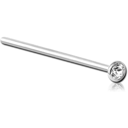 STERILE SURGICAL STEEL GRADE 316L PREMIUM CRYSTAL JEWELED STRAIGHT NOSE STUD 15MM