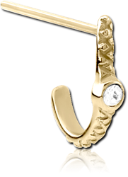 ZIRCON GOLD PVD COATED SURGICAL STEEL GRADE 316L STRAIGHT JEWELED WRAP AROUND NOSE STUD