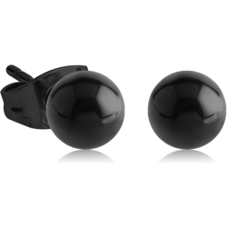 BLACK PVD COATED SURGICAL STEEL GRADE 316L BALL EAR STUDS PAIR