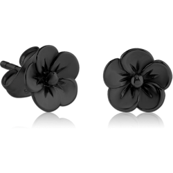 BLACK PVD COATED SURGICAL STEEL GRADE 316L FLOWER EAR STUDS