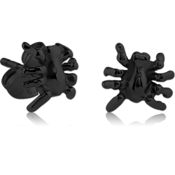 BLACK PVD COATED SURGICAL STEEL GRADE 316L SPIDER EAR STUDS