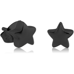 BLACK PVD COATED SURGICAL STEEL GRADE 316L STAR EAR STUDS