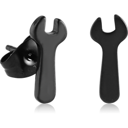 BLACK PVD COATED SURGICAL STEEL GRADE 316L WRENCH EAR STUDS