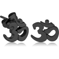 BLACK PVD COATED SURGICAL STEEL GRADE 316L OM EAR STUDS