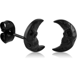 BLACK PVD COATED SURGICAL STEEL GRADE 316L EAR STUDS PAIR