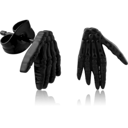 BLACK PVD COATED SURGICAL STEEL GRADE 316L EAR STUDS PAIR