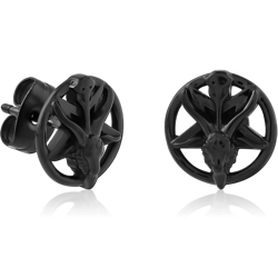 BLACK PVD COATED SURGICAL STEEL GRADE 316L EAR STUDS PAIR