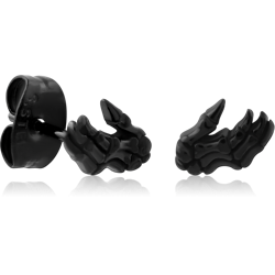 BLACK PVD COATED SURGICAL STEEL GRADE 316L EAR STUDS PAIR