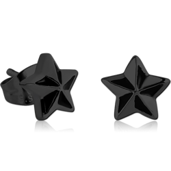 BLACK PVD COATED SURGICAL STEEL GRADE 316L NAUTICAL STAR EAR STUDS
