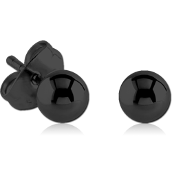 BLACK PVD COATED SURGICAL STEEL GRADE 316L EAR STUDS PAIR