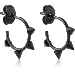 BLACK PVD COATED SURGICAL STEEL GRADE 316L EAR STUDS PAIR