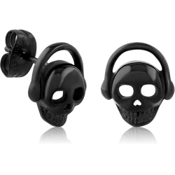 BLACK PVD COATED SURGICAL STEEL GRADE 316L EAR STUDS PAIR