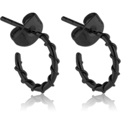 BLACK PVD COATED SURGICAL STEEL GRADE 316L EAR STUDS PAIR