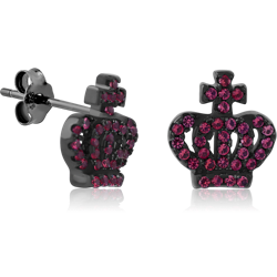 STERLING 925 SILVER BLACK PVD JEWELED EAR STUDS PAIR SPECIAL NEW DESIGN