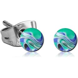 UV POLYMER JAW BREAKER BALL EAR STUDS PAIR