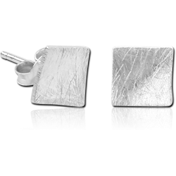 RHODIUM PLATED BASE METAL CHAIN EAR STUDS PAIR