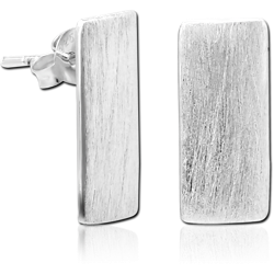 RHODIUM PLATED BASE METAL CHAIN EAR STUDS PAIR