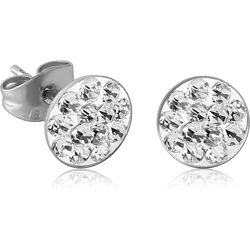 SURGICAL STEEL GRADE 316L VALUE CRYSTALINE JEWELED EAR STUDS PAIR