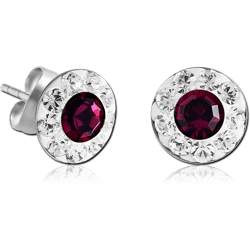 SURGICAL STEEL GRADE 316L CRYSTALINE DOT VALUE JEWELED EAR STUDS PAIR