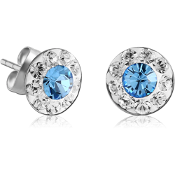 SURGICAL STEEL GRADE 316L CRYSTALINE DOT JEWELED EAR STUDS PAIR
