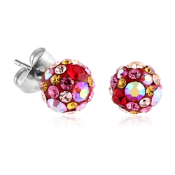 SURGICAL STEEL GRADE 316L CRYSTALINE EAR STUDS PAIR