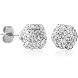 SURGICAL STEEL GRADE 316L CRYSTALINE EAR STUDS PAIR