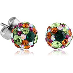 SURGICAL STEEL GRADE 316L CRYSTALINE EAR STUDS PAIR