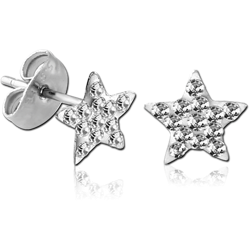 STERLING 925 SILVER MULTI JEWELED STAR EAR STUDS - PAIR