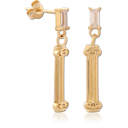 STERLING 925 SILVER GOLD PLATED 14K JEWELED EAR STUDS PAIR