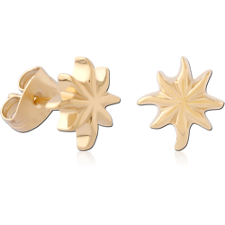 GOLD PVD 18K COATED SURGICAL STEEL GRADE 316L EAR STUDS PAIR - FLOWER