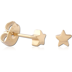 GOLD PVD 18K COATED  SURGICAL STEEL GRADE 316L EAR STUDS PAIR - STAR