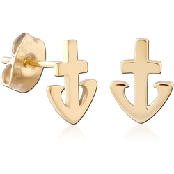 GOLD PVD 18K COATED  SURGICAL STEEL GRADE 316L EAR STUDS PAIR