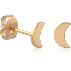 GOLD PVD 18K COATED  SURGICAL STEEL GRADE 316L EAR STUDS PAIR - CRESCENT