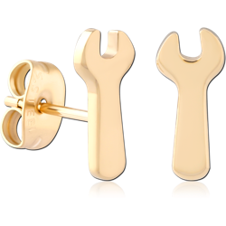 GOLD PVD 18K COATED  SURGICAL STEEL GRADE 316L EAR STUDS PAIR